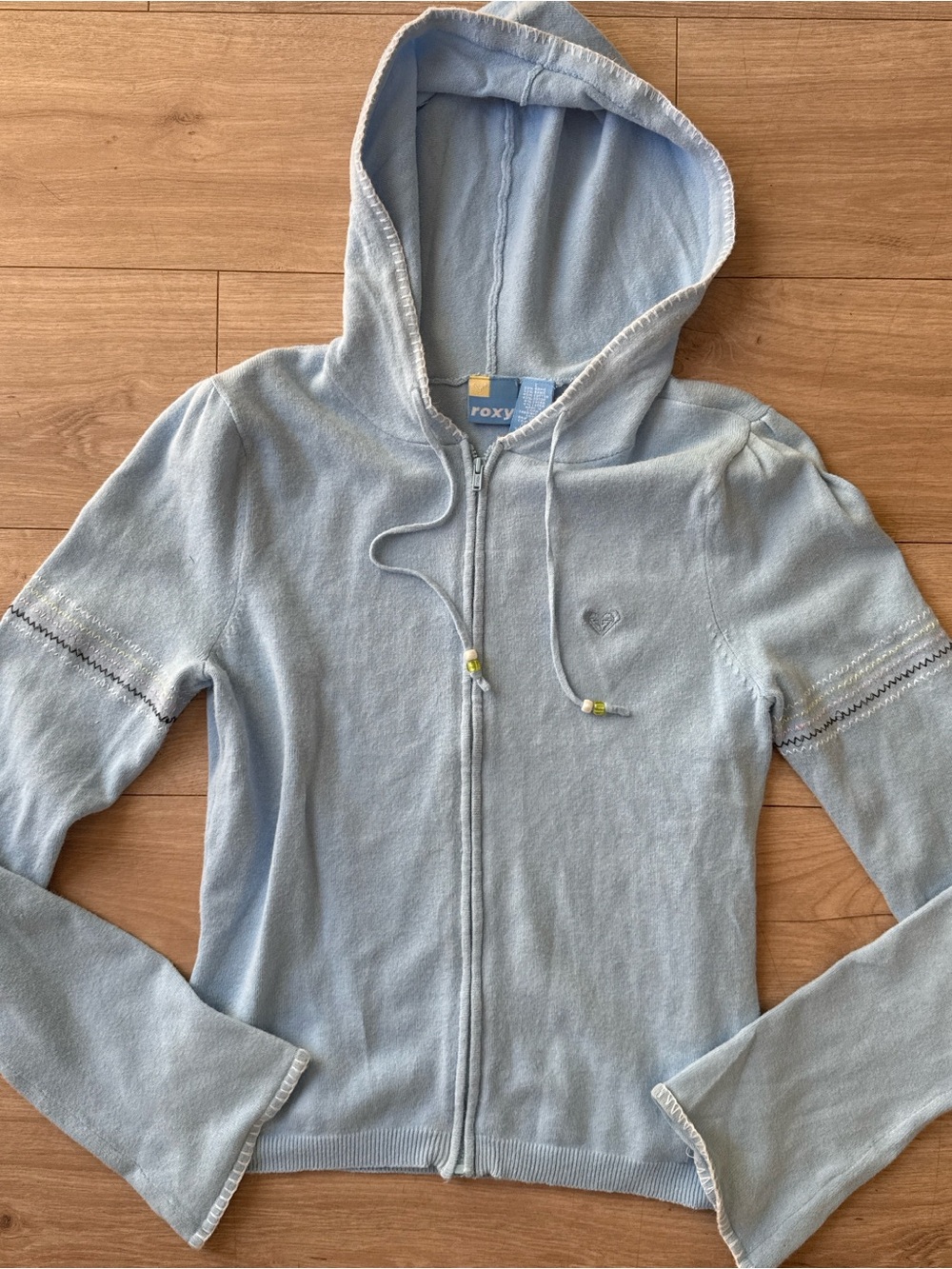 Vintage Roxy Light Blue Hooded Zip Up